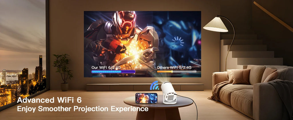 LynCast Projector HY300 Pro+ 4K Android 11 Dual Wifi6 300ANSI Allwinner H713 BT5.4 720P Native Outdoor Video Home Theater Cinema