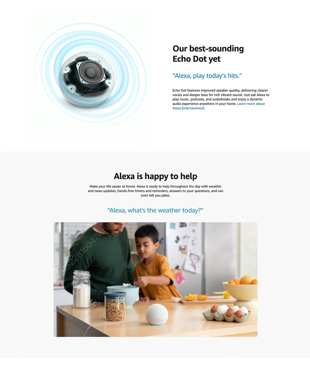 Original Alexa Echo Dot 5th Generation Smart Mini Wifi Home BT Alexa Speaker Horn with Sound Control Voice Assistant and Clock