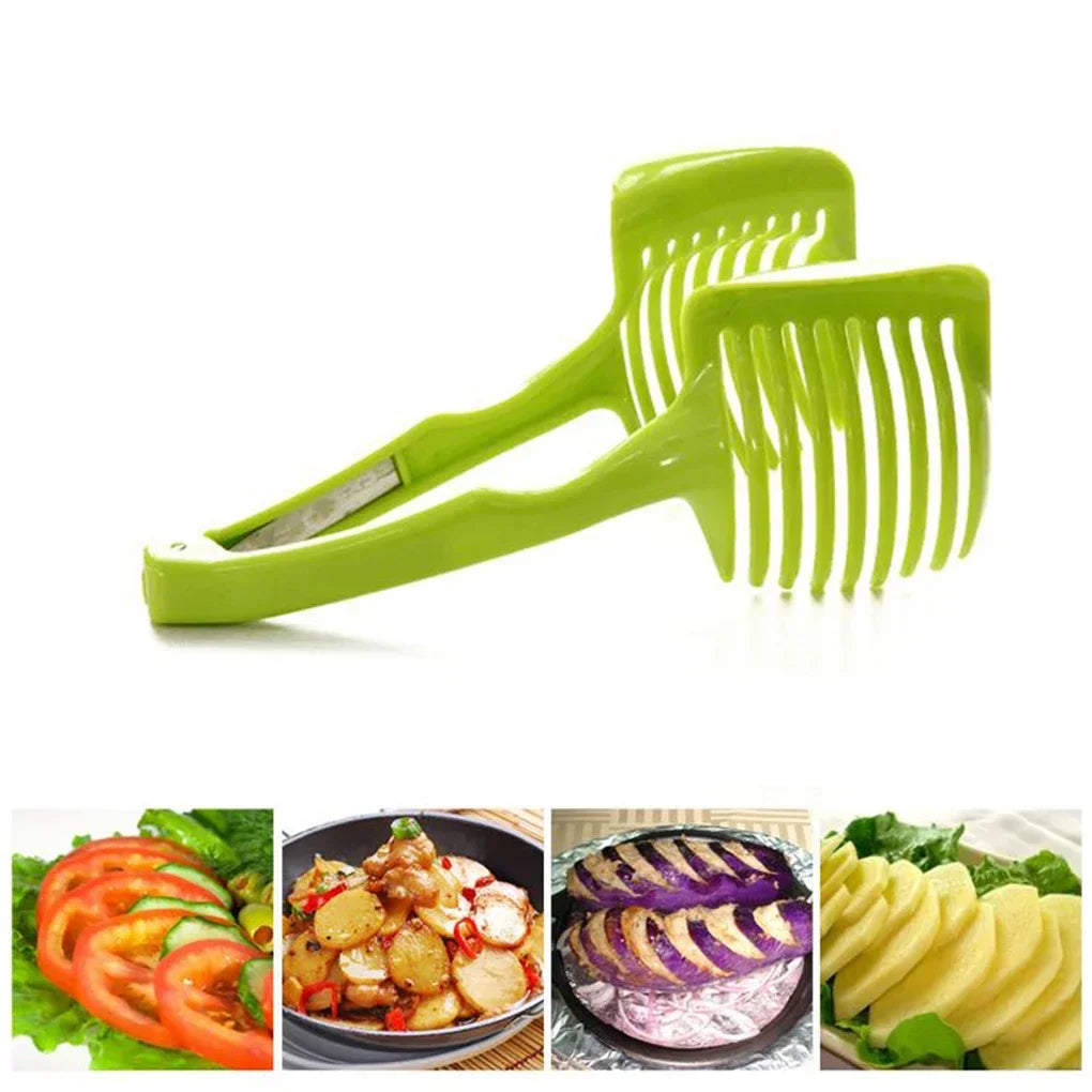 Tomato Slicer Vegetable Cutter Round Lemon Egg Slicing Tool Multipurpose Fruit Tong Onion Holder Upgrade Handheld Slicer