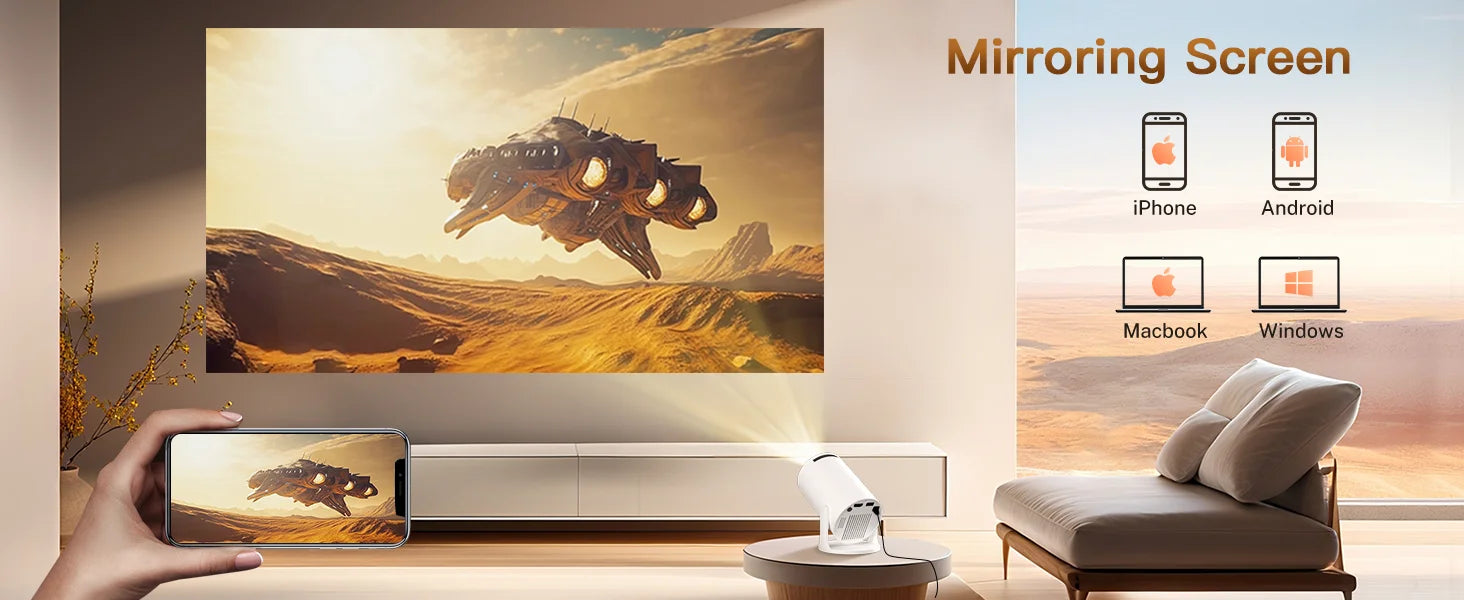 LynCast Projector HY300 Pro+ 4K Android 11 Dual Wifi6 300ANSI Allwinner H713 BT5.4 720P Native Outdoor Video Home Theater Cinema