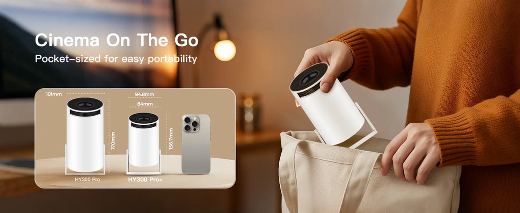 LynCast Projector HY300 Pro+ 4K Android 11 Dual Wifi6 300ANSI Allwinner H713 BT5.4 720P Native Outdoor Video Home Theater Cinema