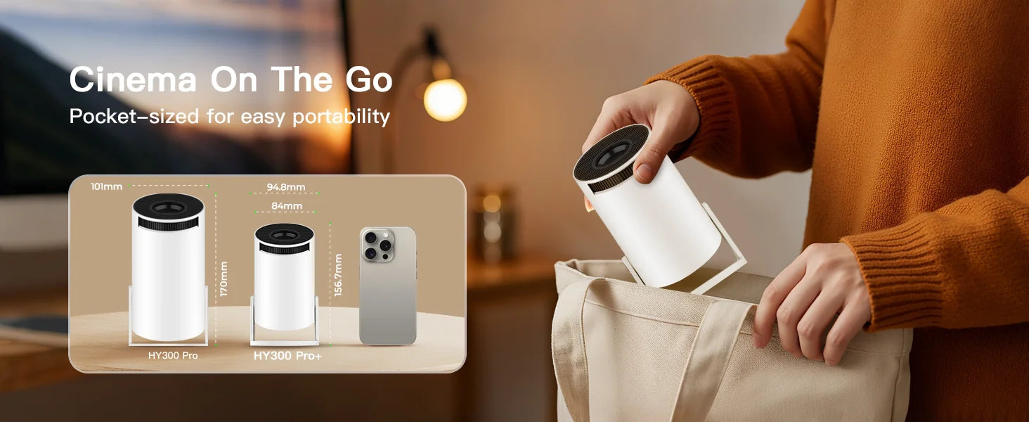 LynCast Projector HY300 Pro+ 4K Android 11 Dual Wifi6 300ANSI Allwinner H713 BT5.4 720P Native Outdoor Video Home Theater Cinema