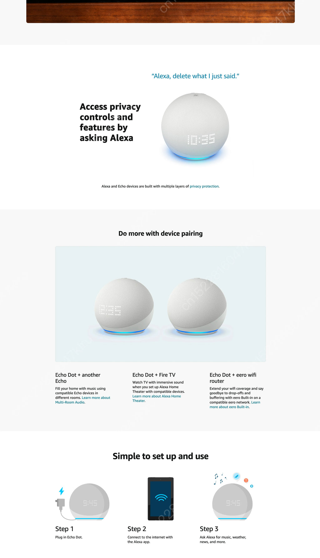 Original Alexa Echo Dot 5th Generation Smart Mini Wifi Home BT Alexa Speaker Horn with Sound Control Voice Assistant and Clock