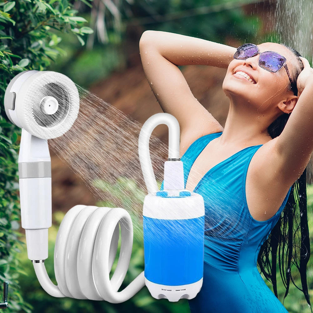 Portable Camping Shower Outdoor Shower Sprayer Rechargeable Electric Shower Pump for Camping Car Washing Gardening Pet Cleaning