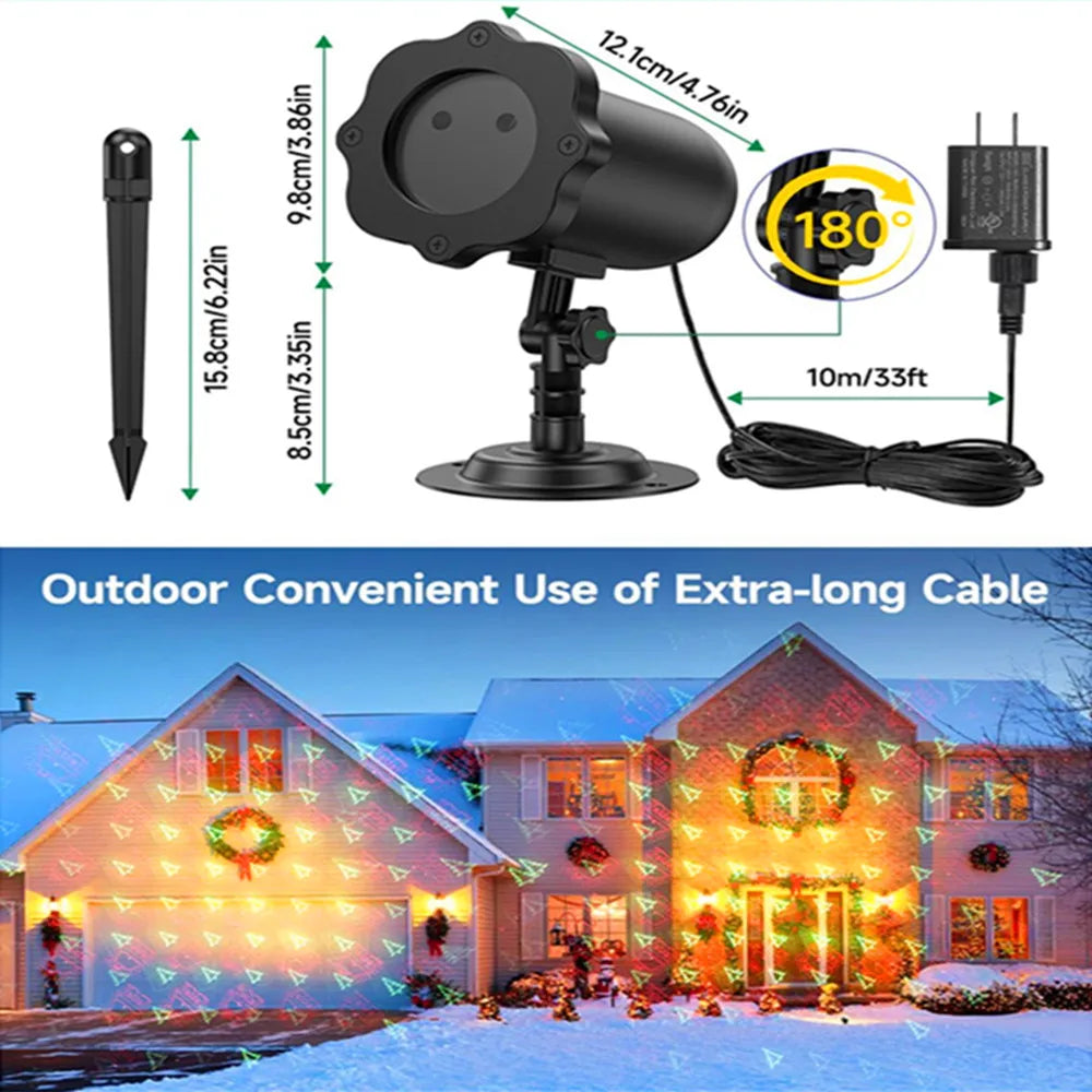 Laser Projector Outdoor Lights, IP65 Waterproof LED Christmas Lamps With Remote Control for Christmas, Party, New Year, Holiday