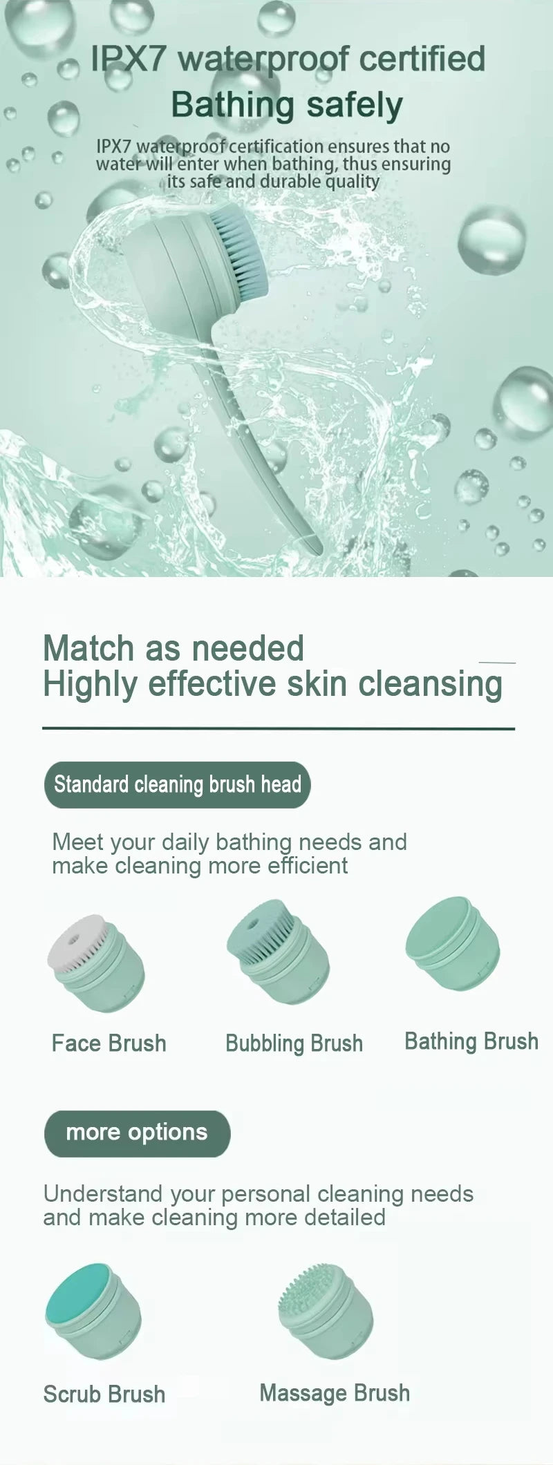 2025 Electric Body Brush Back Scrubber For Shower electric Body Scrub Brush