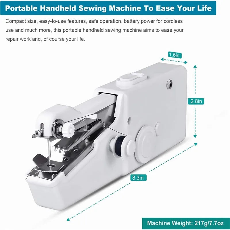 Mini Sewing Machine Hand Portable Manual Handheld Cordless Electric Sewing Machine Kit Quick Repair DIY Clothes Supplies Tools