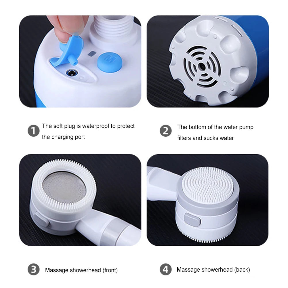 Portable Camping Shower Outdoor Shower Sprayer Rechargeable Electric Shower Pump for Camping Car Washing Gardening Pet Cleaning
