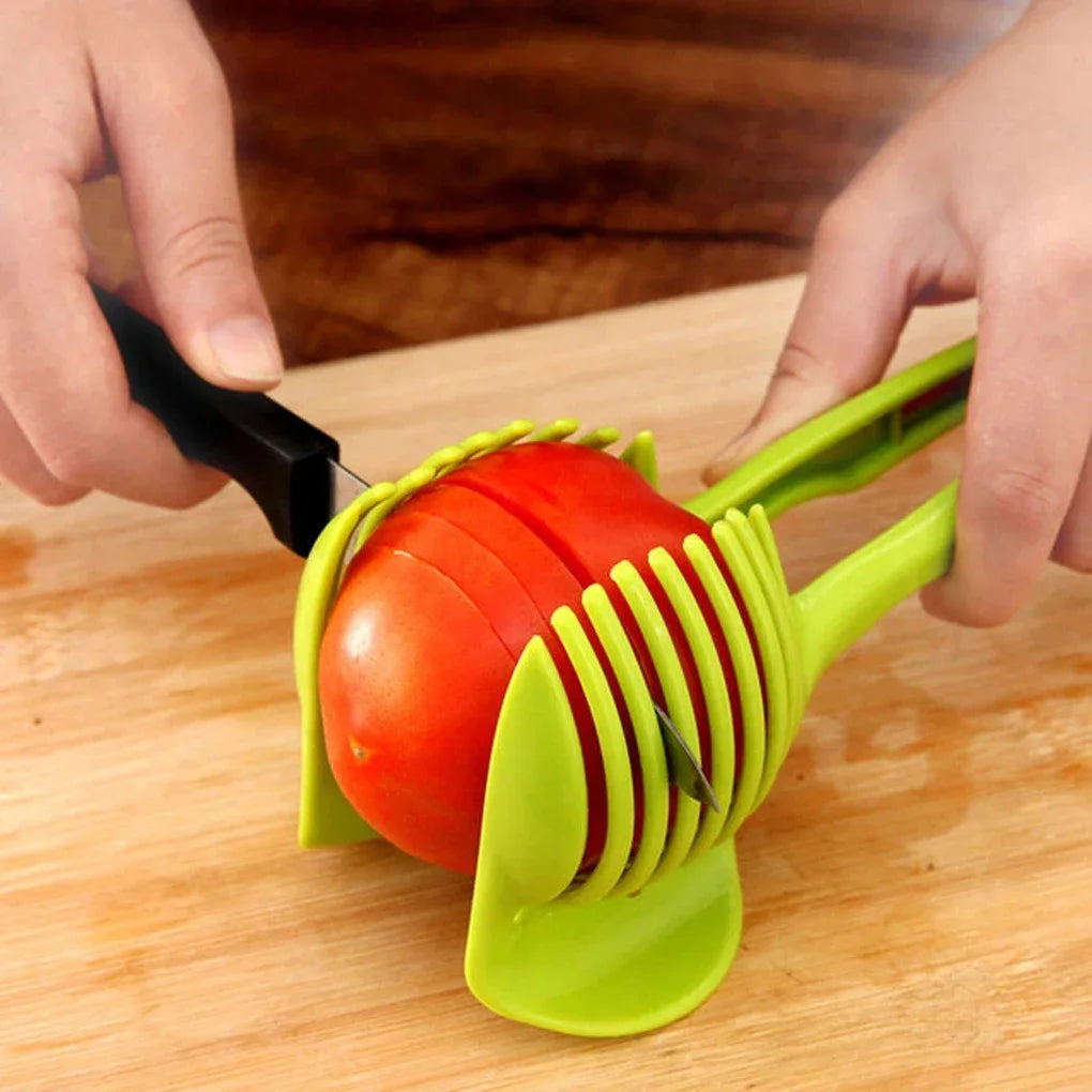Tomato Slicer Vegetable Cutter Round Lemon Egg Slicing Tool Multipurpose Fruit Tong Onion Holder Upgrade Handheld Slicer