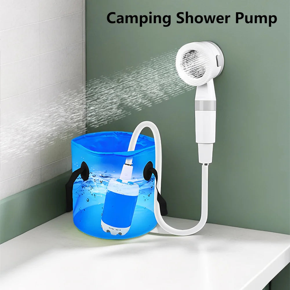 Portable Camping Shower Outdoor Shower Sprayer Rechargeable Electric Shower Pump for Camping Car Washing Gardening Pet Cleaning
