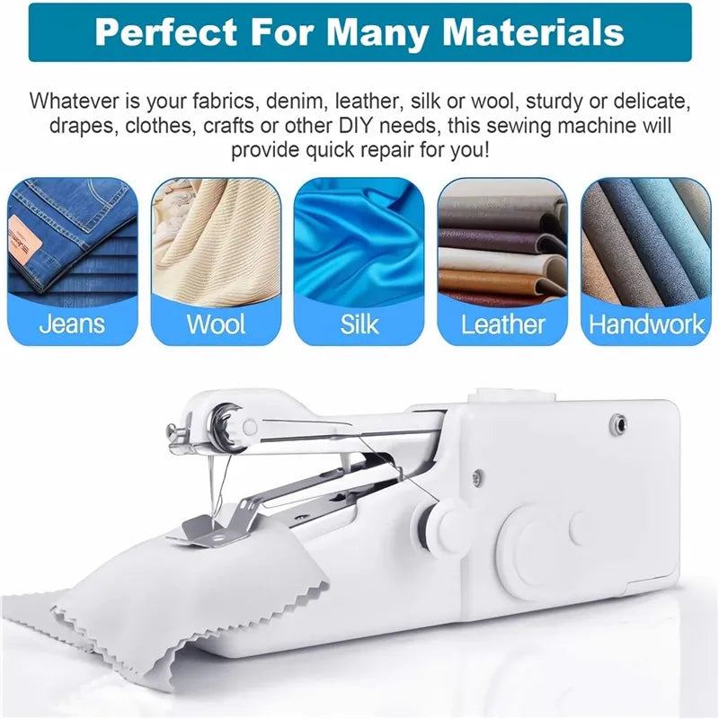 Mini Sewing Machine Hand Portable Manual Handheld Cordless Electric Sewing Machine Kit Quick Repair DIY Clothes Supplies Tools
