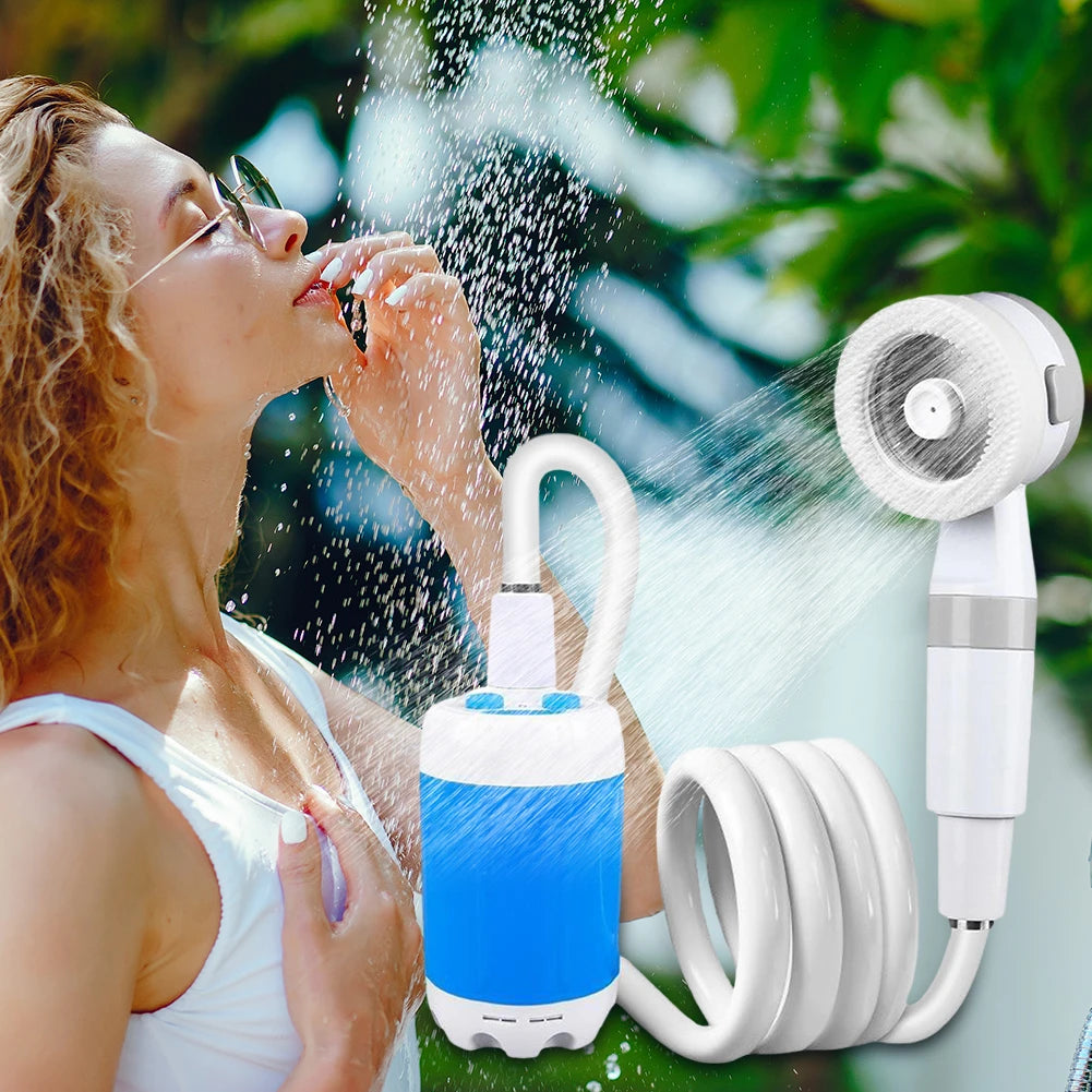 Portable Camping Shower Outdoor Shower Sprayer Rechargeable Electric Shower Pump for Camping Car Washing Gardening Pet Cleaning