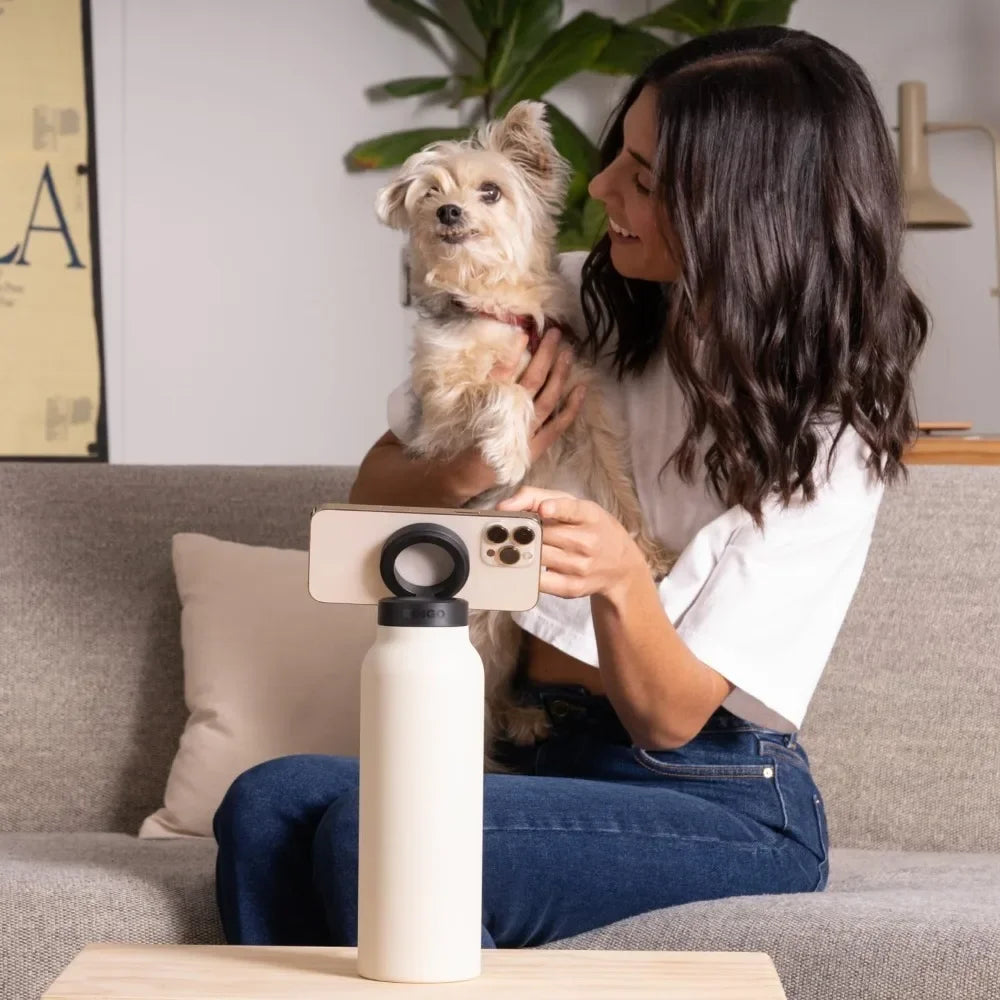 800ML Stainless Steel Drinking Bottle with Magnetic Phone Tripod Keeps Drinks Hot for 12 Hours Cold for 24 Hours 27 Ounces