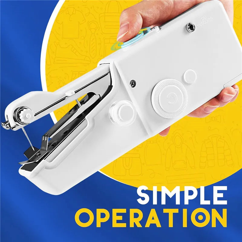 Mini Sewing Machine Hand Portable Manual Handheld Cordless Electric Sewing Machine Kit Quick Repair DIY Clothes Supplies Tools