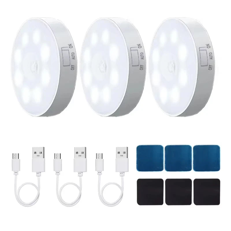 Motion Sensor LED Night Light USB Rechargeable Night Lamp For Kitchen Cabinet Wardrobe Lamp Staircase Wireless Closet Light