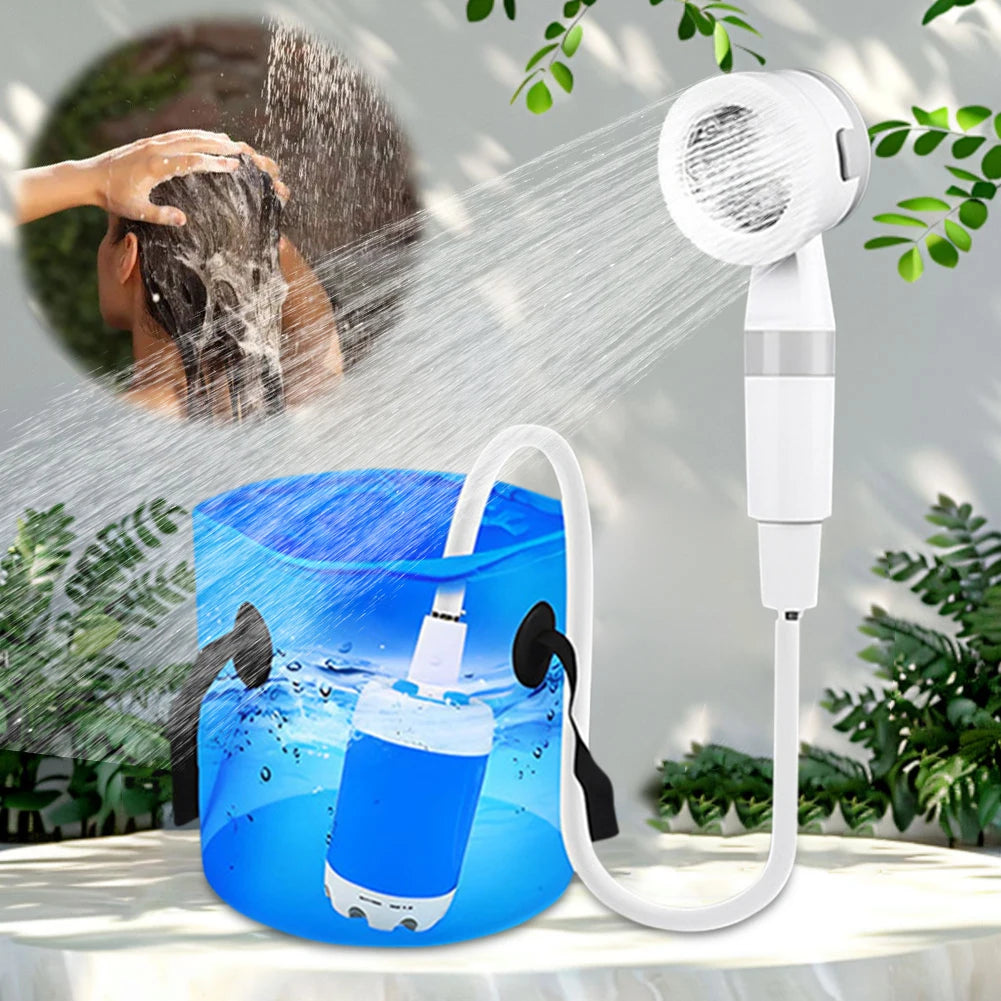 Portable Camping Shower Outdoor Shower Sprayer Rechargeable Electric Shower Pump for Camping Car Washing Gardening Pet Cleaning