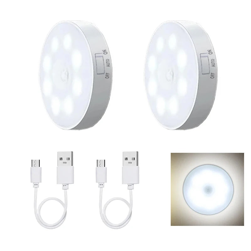 Motion Sensor LED Night Light USB Rechargeable Night Lamp For Kitchen Cabinet Wardrobe Lamp Staircase Wireless Closet Light