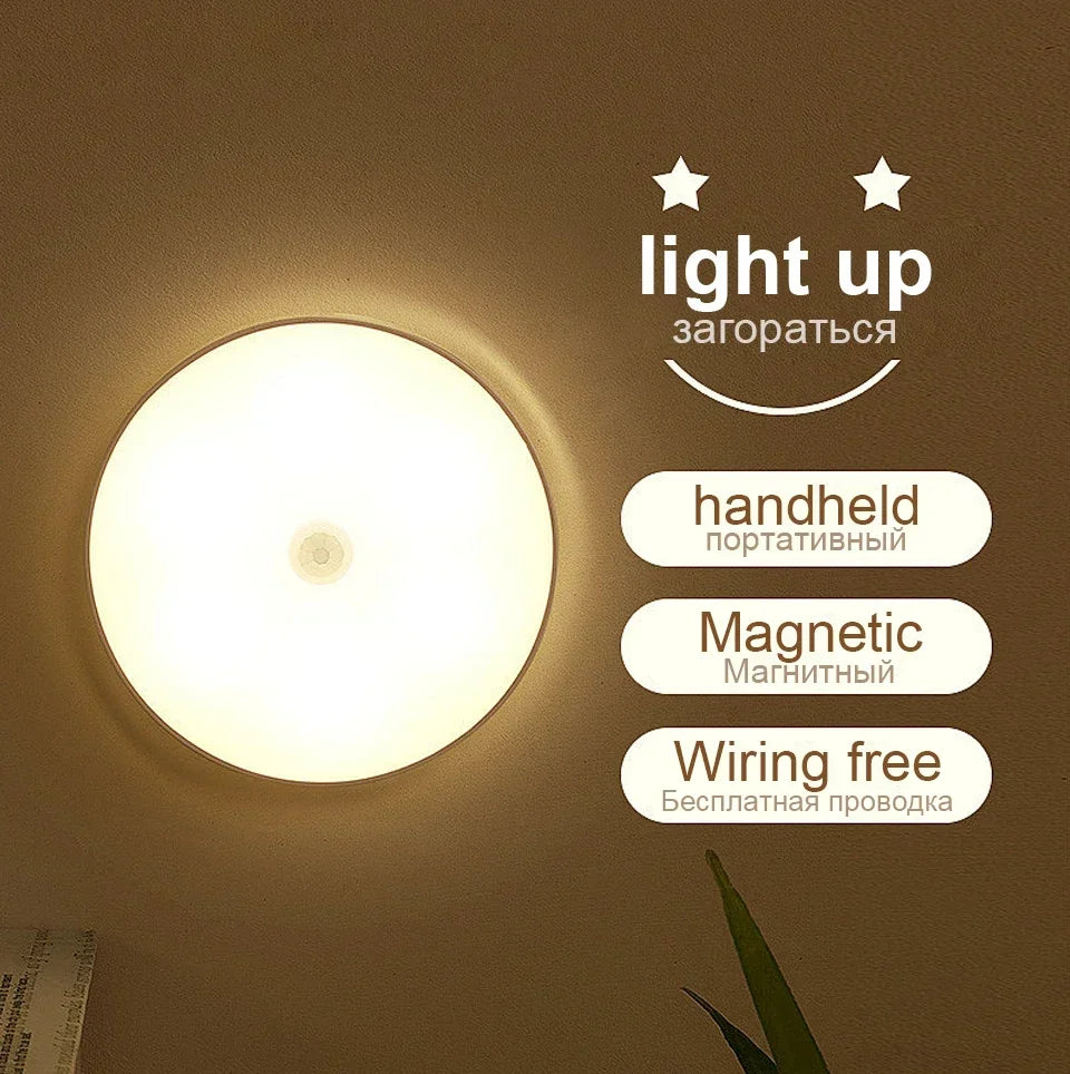 Motion Sensor LED Night Light USB Rechargeable Night Lamp For Kitchen Cabinet Wardrobe Lamp Staircase Wireless Closet Light