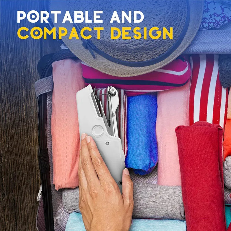 Mini Sewing Machine Hand Portable Manual Handheld Cordless Electric Sewing Machine Kit Quick Repair DIY Clothes Supplies Tools