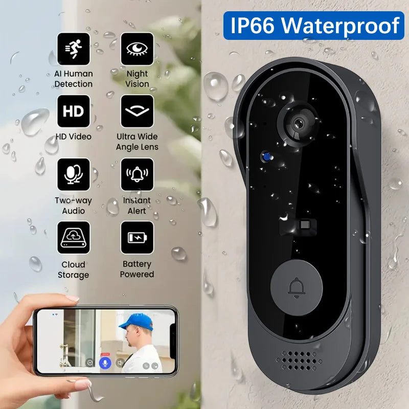 Smart Home Doorbell Night Vision Monitors 720P Video Camera 2.4G Wifi Doorbell Security Waterproof Wireless Bell Door Intercom