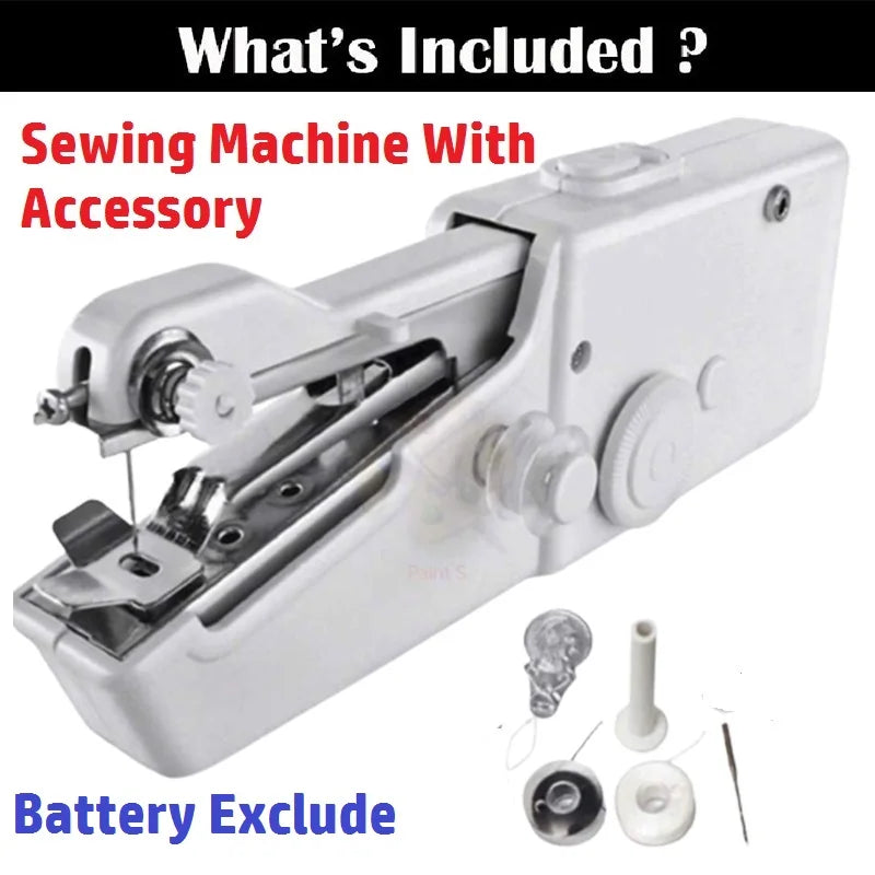 Mini Sewing Machine Hand Portable Manual Handheld Cordless Electric Sewing Machine Kit Quick Repair DIY Clothes Supplies Tools