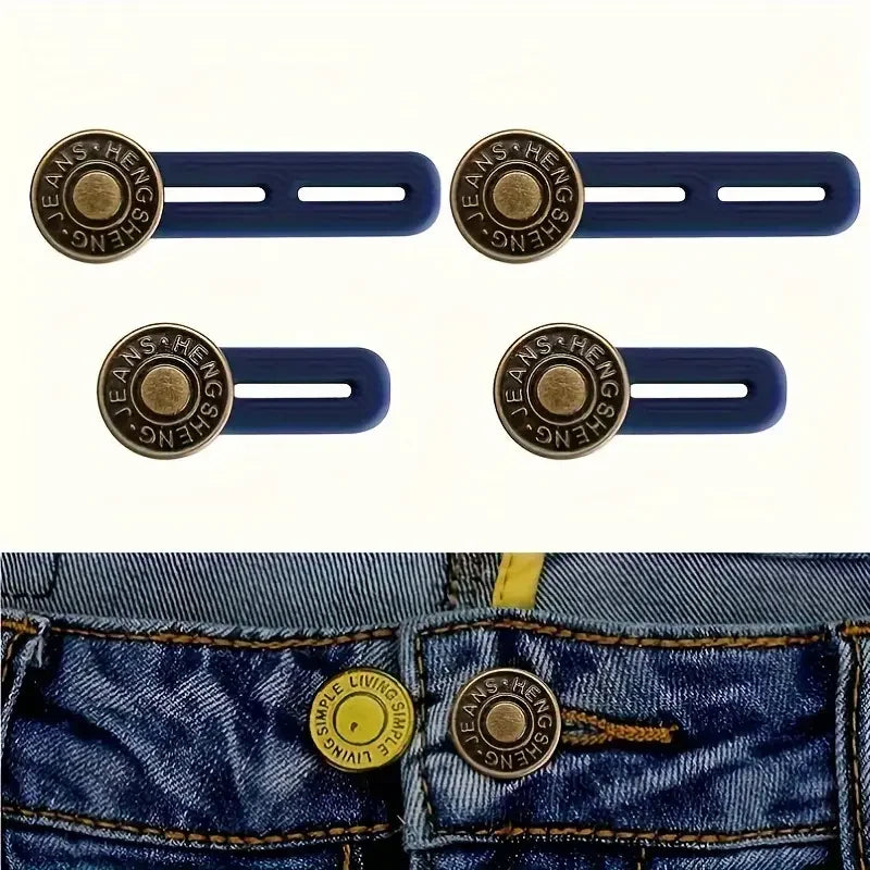 4pcs Button Extender For Pants, Adjustable Waist Button, Retractable Waistband Expander, Random Color, No Sew Buttons