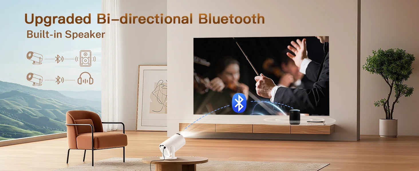 LynCast Projector HY300 Pro+ 4K Android 11 Dual Wifi6 300ANSI Allwinner H713 BT5.4 720P Native Outdoor Video Home Theater Cinema